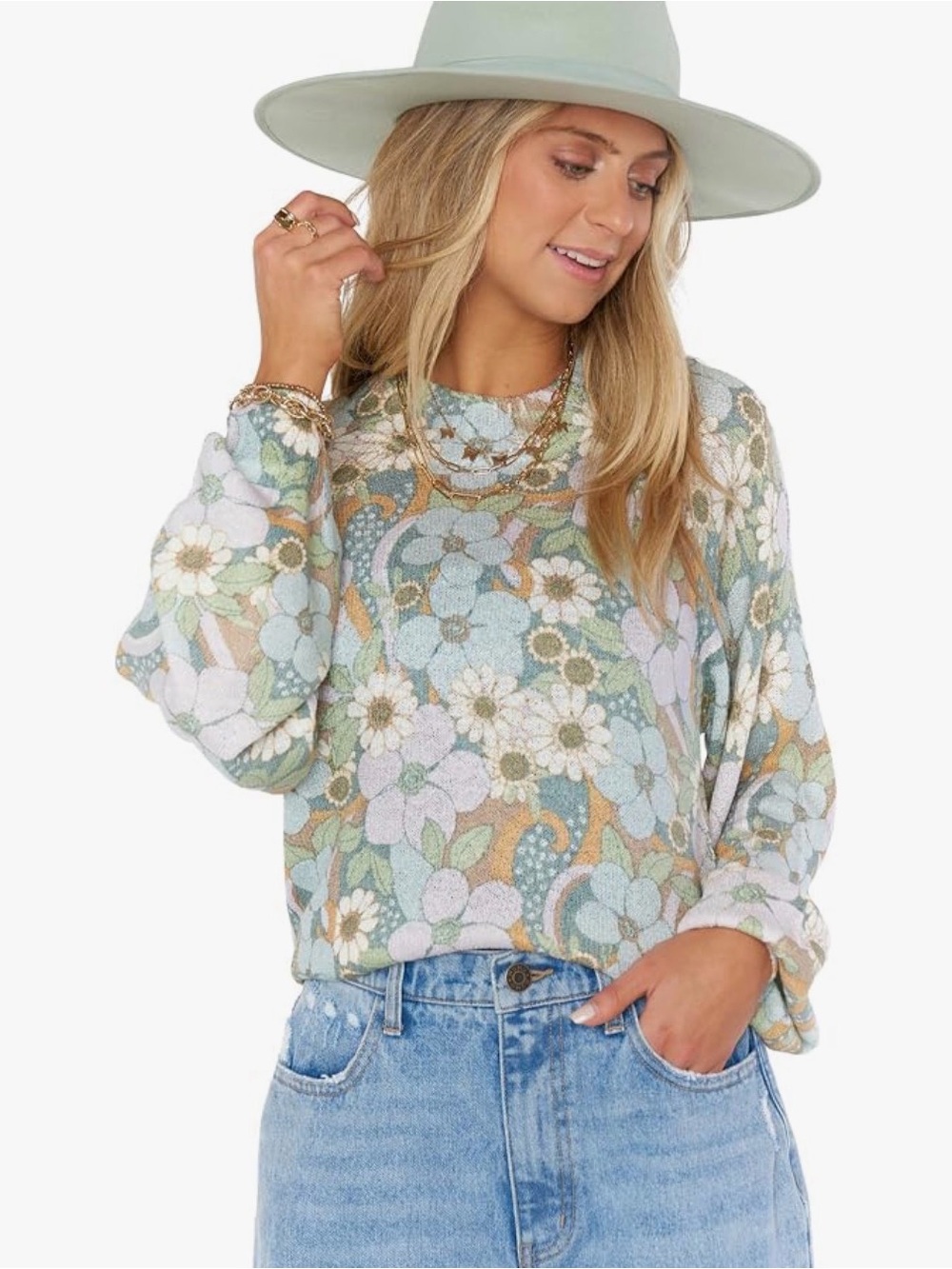 Floral Knit Pullover floral Sweater